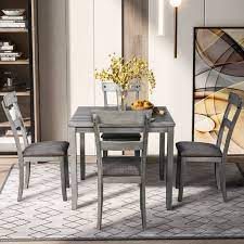 Buy products such as 4 piece barn door tv stand coffee table and 2 end table set in rustic white oak at walmart and save. Kitchen Table With Chair Set For 4 Btmway Square Industrial Dining Room Table And Chairs Set Wood Kitchen Dining Furniture Set For Home Restaurant Apartment Space Saving Breakfast Nook Table Set A70 Walmart Com Walmart Com