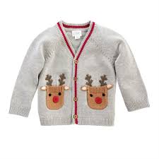 heathered gray baby reindeer cardigan