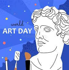 World Art Day Sticker Concept Stock Vector
