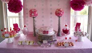 The Inspired Occasion Simple Pink Christening Table With Pompoms Baptism Decorations Girl Christening Table Decorations Girl Christening Decorations