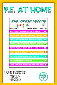 Pe Home Exercise Mission Version 2 Pe At Home Virtual Pe Physical Education Lessons Physical Education Activities Physical Activities For Kids