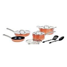 Rachael Ray 14 Piece Aluminum Non Stick Cookware Set Cookware Set Copper Chef Hot Plate