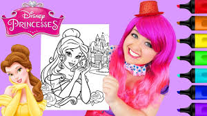 One day, there is a beautiful princess named bella in. Coloring Belle Disney Princess Castle Coloring Page Prismacolor Markers Kimmi The Clown Youtube
