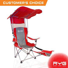 Raise Your Game Ryg Folding Camping Chair Set Portable Outdoor Reclining Camp Chairs Heavy Duty Lightweight Lounge Beach Chair With Adjustable Shade Canopy R Folding Camping Chairs Camping Chairs Camping Chair