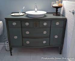 Mahogany serpentine front dresser bathroom vanity by drexel 2323. How To Make A Bathroom Vanity From A Piece Of Furniture Postcards From The Ridge