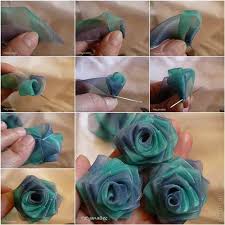 How To Diy Pretty Chiffon Ribbon Rosette Icreativeideas Com Stoffrosen Anleitung Fur Stoffblumen Diy Blumen