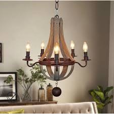 Diego 5 Light Wooden Pendant Whoselamp