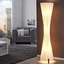 Stehlampe Stehleuchte Lichtsaule Cubo 120cm Weiss Chrom Plissee