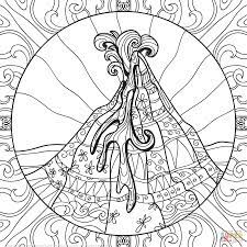 Volcano Zentangle Coloring Page Png 1300 1300 Dinosaur Coloring Pages Coloring Pages Volcano Drawing