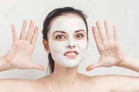 Perky Brunette Naked Shoulders Cream Facial Mask Skin Care Treatments Stock  Photo, Picture and Royalty Free Image. Image 165076692.