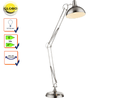 Globo Design Stehlampe Conny Silber Retro Stil Stehleuchte
