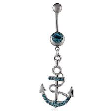 How to avoid belly bars corrosion Navel Piercing Bananas Piercing Silver Zirconia Blue Anchor Chicnet