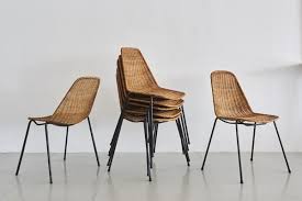 Handsome Italian Wicker And Iron Chairs With Simple Bucket Seat By Carlo Graffi Et Franco Campo An Organic Alternat Dining Chairs Eames Fiberglass Chair Chair