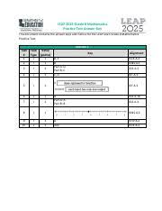 Additional practice test resources are available in the ldoe practice test library. Leap 2025 Grade 8 Math Practice Test Answer Key Pdf Leap 2025 Grade 8 Mathematics Practice Test Answer Key This Document Contains The Answer Keys And Course Hero