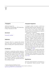 This can be used to do very useful things such as produce disease and drought resistant crops. Pdf T Transgenic