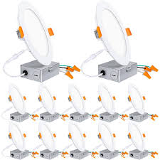 10 best recessed lights of july 2021. 12 Pack 6 Inch Recessed Lighting With Junction Box Wet Location 12w 100w 5000k Daylight White 900lm Dimmable Ultra Thin Led Downlight Canless Led Recessed Ceiling Light Etl Walmart Com Walmart Com