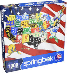 United states jigsaw puzzle license plates. Amazon Com Springbok S 1000 Piece Jigsaw Puzzle State Plates Multi 24 X 30 Toys Games