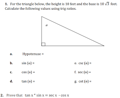 The base and the height. 1 For The Triangle Below The Height Is 10 Feet And Chegg Com