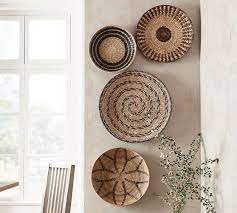 Handwoven rattan basket cute handmade wall storage bin container decoration. Handwoven Basket Wall Art Basket Wall Art Baskets On Wall Pottery Barn Decor