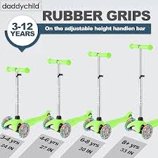 DADDYCHILD 3 Wheel Scooters for Kids, Kick Scooter for Toddlers 3-8 Years  Old, Boys and Girls Scooter with Light Up Wheels, Mini Scooter for  Children, Green (S909), Kick Scooters
