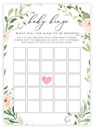 Whether it a boy or a girl; Printable Baby Shower Bingo Card Template Lola Peach Printables