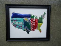 Recycled Soda Can Art Usa Map For Only 25 00 Pop Can Crafts Pop Can Art Beer Can Art