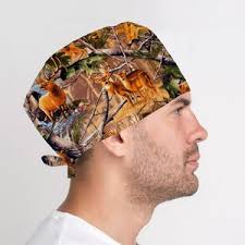Hunting Wildlife Scrub Hat, Chemo Hair Loss Hat, Chef's Hat With a Cotton  Terry Cloth Sweat Band. Handmade in the United States of America.