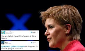 Nicola sturgeon attempts diy haircut during lockdown the sturgeon cut is currently priced at £48 for women and £28 for men and sharon is excited to see how it goes down with customers. Nicola Sturgeon Unveils New Look At Snp Conference Daily Mail Online