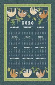 Ulster Weavers Sloth Hanging Around 2020 Calendar Cotton Tea Towel Xmas Uk Made For Sale Online Ebay In 2020 Cotton Tea Towels Print Calendar Wall Calender