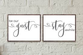 Guest Room Print Be Our Guest Stay Awhileguest Bedroom Wall Etsy Farmhouse Guest Bedroom Guest Room Printable Guest Room Print