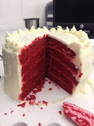 Not only do the colors provide a feast of contrast for the eyes, the creamy richness of the icing perfectly complements the deep flavor of the cake. Five Layer Red Velvet Cake With Cream Cheese Frosting Velvet Cake Recipes Red Velvet Cake Recipe Red Velvet Cake