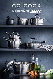 Saucepan sets in stainless steel, cast iron and copper coating. Go Cook Stainless Steel Saucepan Set Kitchenware Tesco Kitchen Decor