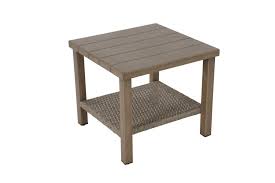 Avery square teak outdoor dining table with umbrella holeby hiteak furniture. Patio Side Tables Patio Side Accent Tables The Home Depot Canada