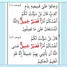 يوسف ١٨ مع يوسف ٨٣ فصبر جميل مرتان في القرآن في سورة يوسف Holy Quran Quran Karim Quran