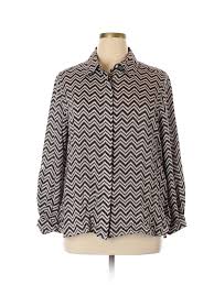 details about foxcroft women brown long sleeve blouse 14