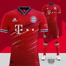 Nova Camisa Do Bayern De Munique 2021 Red Bayern Munich Kit Concept Camisa De Futebol Camisas De Futebol Uniformes Futebol