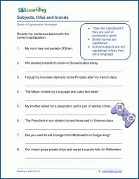 Free, printable 4th and 5th grade reading worksheets. Grade 4 Capitalization Worksheets K5 Learning