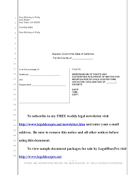 Find out how it's calculated, what's considered, and view the offical law text for more child support can be arranged out of court by a mutual support agreement between the parents, or can be decided in california family court through. Sample Motion To Modify Child Custody And Visitation In California