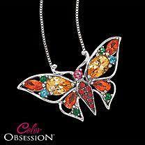 Color Obsession Sterling Silver Topaz Butterfly Necklace From Kay S Jewelers Butterfly Necklace Silver Topaz Necklace