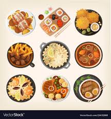 World Dinners From Top Vector Image On Vectorstock Food Illustration Art Food Illustration Design Food Illustrations