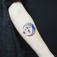 錨と月と蓮のトライバルタトゥーtattoo千葉幕張刺青irezumi千葉女性