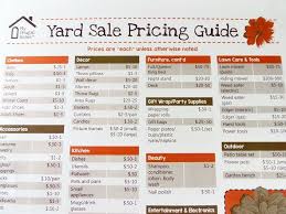 printable yard sale pricing guide yard sale signs garage