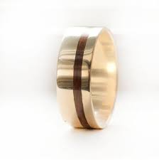 The Vertigo 14k Gold Ring With Wood Inlay Etsy Mens Gold Wedding Band Mens Wedding Bands Unique Mens Wedding Bands