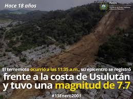 Un sismo de 3.9 generó alarma en la población a eso de las 7:57 am. Ministerio De Medio Ambiente On Twitter Hoy Se Cumplen 18 Anos Del Terremoto Que Sacudio A El Salvador El 13 De Enero De 2001 El Sismo Causo La Muerte De 944 Personas