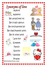 Synonyms Of Love Teaching Vocabulary Synonym Classroom Posters