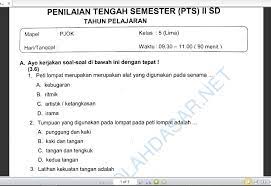 See more of kurikulum k13 on facebook. Soal Uts Atau Pts Mapel Pjok Kelas 5 Semester 2 Sekolahdasar Net
