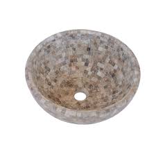 Vasque A Poser Travertin Diam 40 6 Cm Beige Naturel Carmen Vasque A Poser Vasque Travertin