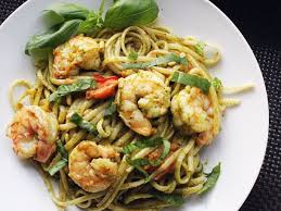 Skillet Pesto Pasta with Shrimp and Pine Nuts Recipe
