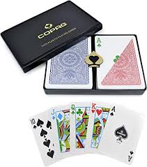 Amazon Com Copag 4 Color Design 100 Plastic Playing Cards Poker Size Regular Index Red Blue Double Deck Set Toys Games