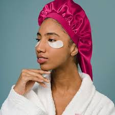 Satén Gorra de dormir Conjunto Amplio salto sucio trenzado pelo sombrero  corbata envoltura de cola de caballo sedoso Cuerda de cuerda Cuidado de las  mujeres Unisex Rose Rojo 3 piezas Monstrate HA010537-01 |